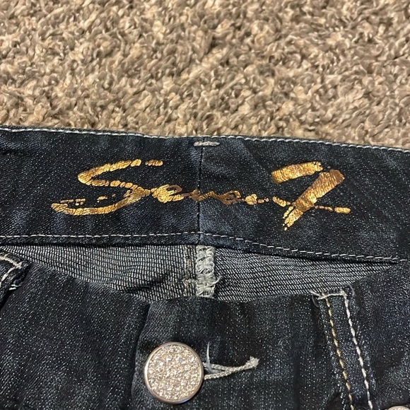 Seven 7 Bootcut Jeans Women’s 28 Dark Wash Denim Distressed Cowgirl Mid-rise - Picture 2 of 16